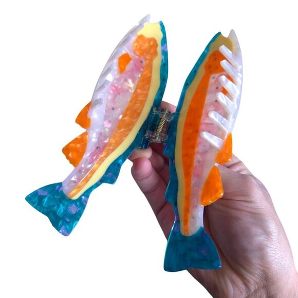 Rainbow Salmon Fish Hair Clip Acetate Non-Slip Claw Hair Accessories for Women main image 5